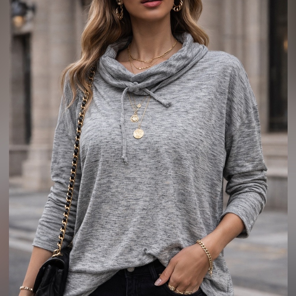 Talbots Heathered Gray Knit Top